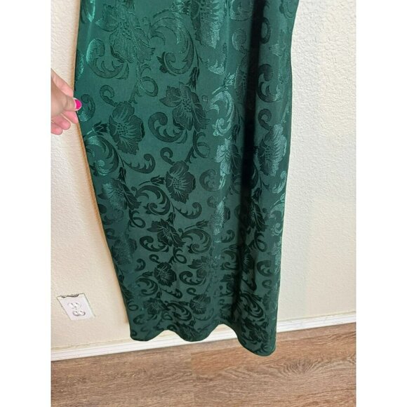 Vintage Be Smart Maxi Dress Size Medium Green Y2K Floral Textured Evening - Picture 5 of 10